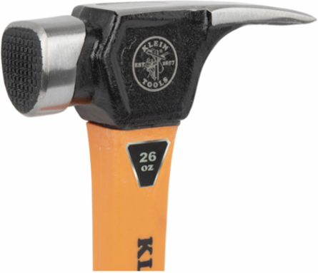 Lineman's Claw Milled Hammer 26-Ounce Steel Head, 14.84 Inch Length, Fiberglass Handle