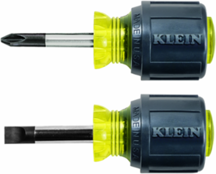 Cushion-Grip Stubby Screwdriver Set, 5/16 Inch & #2 Phillips, Steel, 2-Piece