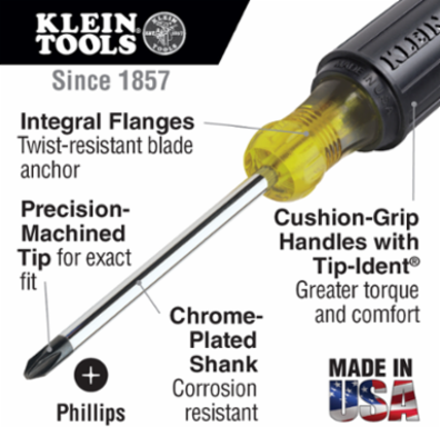 Long Blade Screwdriver Set 10 Inch, Phillips & Slotted, Cushion-Grip