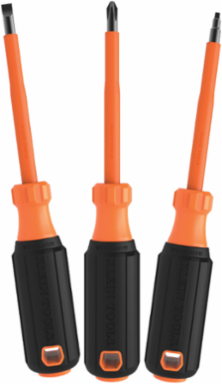 Insulated Screwdriver Set, 1000V Rated, 3-Piece with 4 Inch Shanks