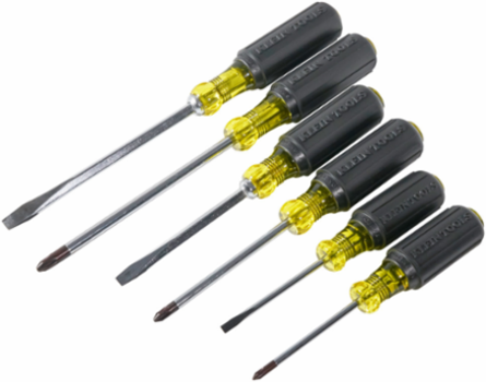 Screwdriver Set, 6-Piece with Cushion-Grip Handles and Chrome-Plated Steel