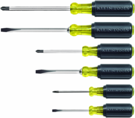 Screwdriver Set, 6-Piece with Cushion-Grip Handles and Chrome-Plated Steel