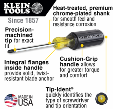 Cushion-Grip Screwdriver Set, 7-Piece with Tip-Ident, Made in USA