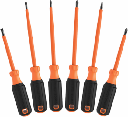 Insulated Screwdriver Set, 6-Piece, 1000V Rated, 4" & 6" Shanks