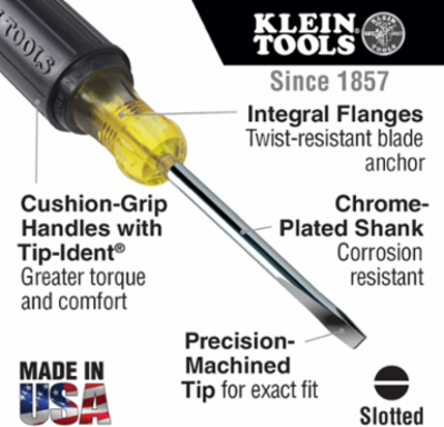 Cushion-Grip Screwdriver Set - 8-Piece, Includes 1/4 Inch, 5/16 Inch, #1 to #3 Phillips