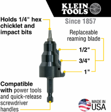 Power Conduit Reamer for 1/2 Inch, 3/4 Inch, 1 Inch Conduit, 5.75 Inch Length