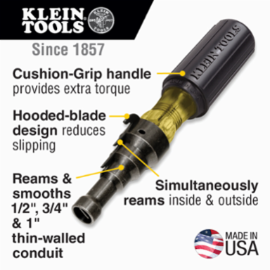 Conduit Reaming Screwdriver 1/2-1 Inch with Cushion-Grip Handle