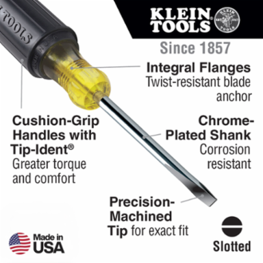 Cushion-Grip Screwdriver Set, 4 Inch Shank, 1/4 Inch Keystone & #2 Phillips, 2-Piece