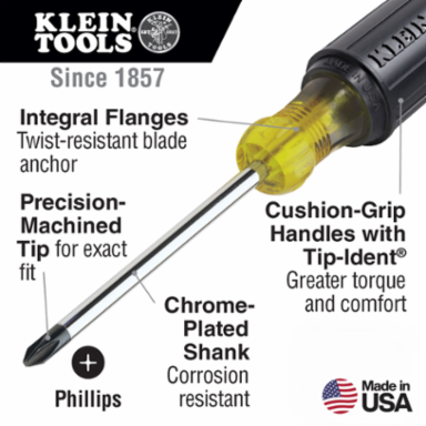 Cushion-Grip Screwdriver Set, 2-Piece, 3/16 Inch & #2 Phillips, Steel
