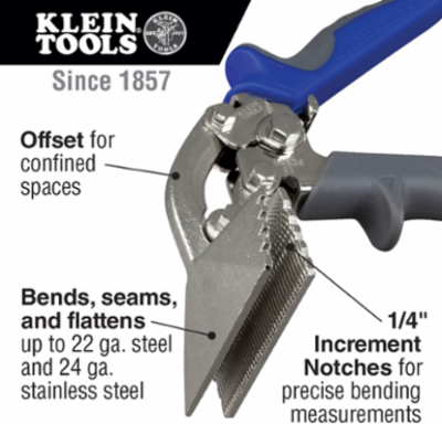 Offset Hand Seamer, 3 Inch Jaw for Bending 22 Gauge Steel and 24 Gauge Stainless Steel