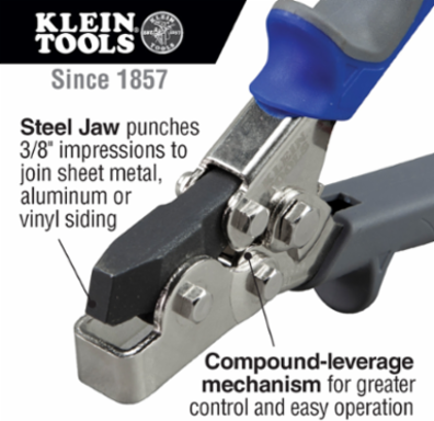 Snap Lock Punch Tool - 3/8 Inch Impressions, 8.4 Inch Length, Steel Construction