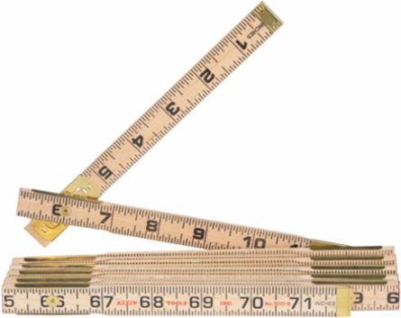 6 Foot Wood Folding Rule with Abrasion-Resistant Coating and 1/16 Inch Graduations