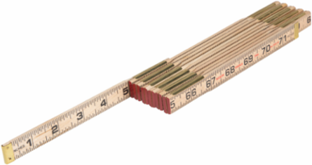 6 Foot Wood Folding Rule with Abrasion-Resistant Coating and 1/16 Inch Graduations