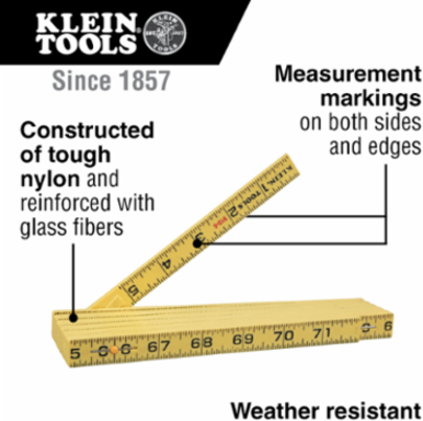 Fiberglass Folding Rule 6 Foot, Inside Reading, Graduated to 1/16 Inch