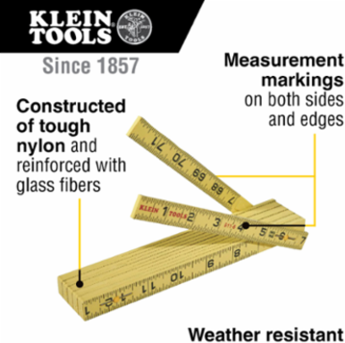 Fiberglass Folding Rule 6 Foot, Graduated 1/16 Inch, Nylon Reinforced