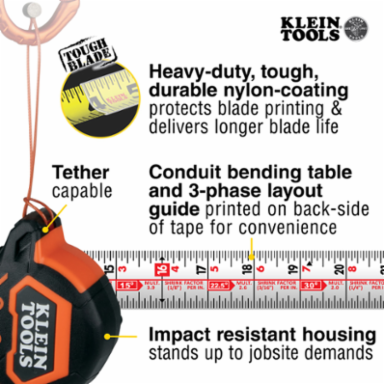 Magnetic Double-Hook Tape Measure 16-Foot with 13-Foot Standout