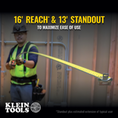 25-Foot Magnetic Tape Measure, 13-Foot Standout, Durable Nylon Coating