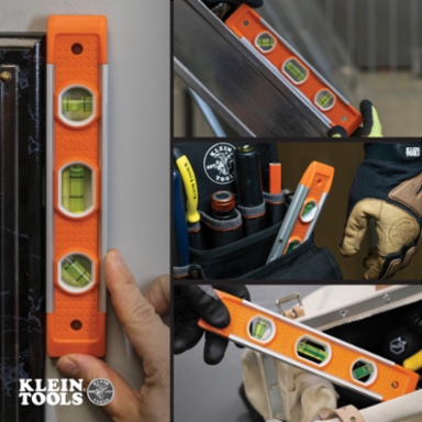 9 Inch Torpedo Level with 3 Vials, Magnetic Base and High-Visibility Body