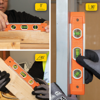 9 Inch Torpedo Level with 3 Vials, Magnetic Base and High-Visibility Body