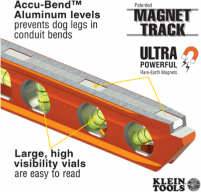 ACCU-BEND Level, 6.25 Inch, 4 Vials, Aluminum, Rare Earth Magnet