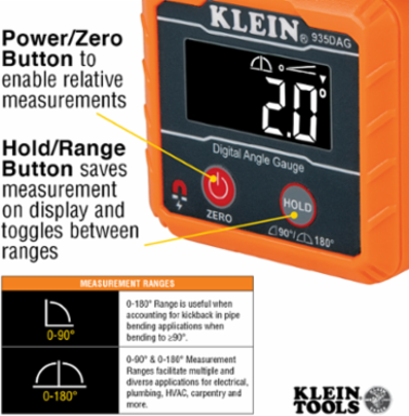 Digital Angle Gauge & Level, 0 to 180-Degree Range, Magnetic Base, IP42