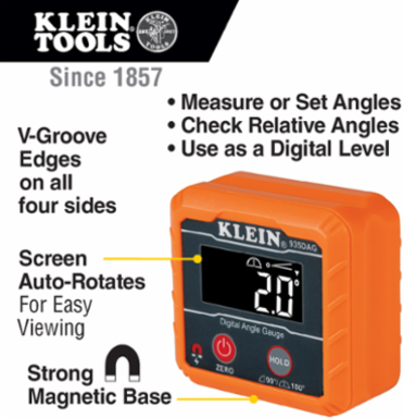 Digital Angle Gauge & Level, 0 to 180-Degree Range, Magnetic Base, IP42