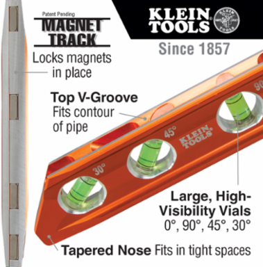 Torpedo Level 8 Inch Aluminum with Rare-Earth Magnets and 4 Vials