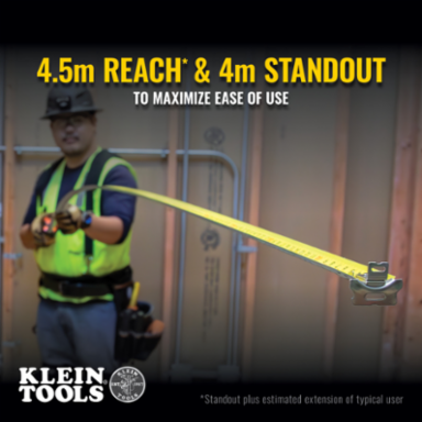 Tape Measure 7.5 Meter Magnetic Double-Hook, 4 Meter Standout, Steel Blade