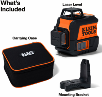 Compact Green Self-Leveling Laser Level, 3 Beams, 100' Range, IP54 Rated
