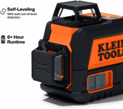 Compact Green Self-Leveling Laser Level, 3 Beams, 100' Range, IP54 Rated