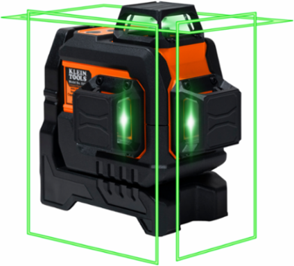 Compact Green Self-Leveling Laser Level, 3 Beams, 100' Range, IP54 Rated