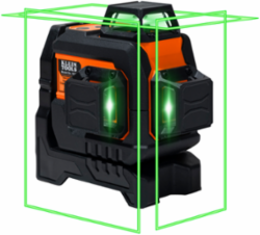Compact Green Self-Leveling Laser Level, 3 Beams, 100' Range, IP54 Rated