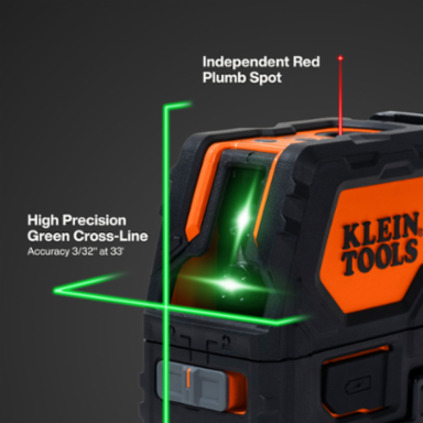 Rechargeable Green Cross-Line Laser Level, 165-Foot Range, IP54 Rated