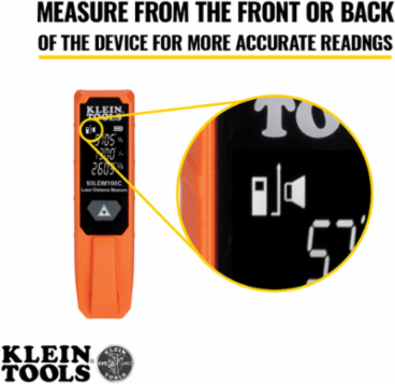 Compact Laser Distance Measure, 2-100 Feet Range, 1/8-Inch Accuracy