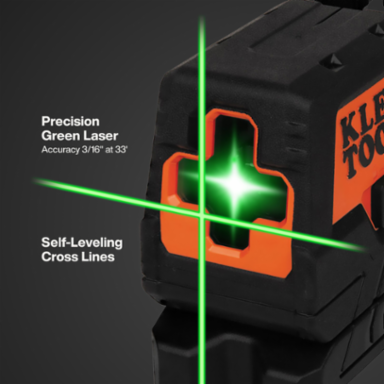 Green Mini Cross-Line Laser Level, 50 Foot Range, IP54 Water/Dust Resistance