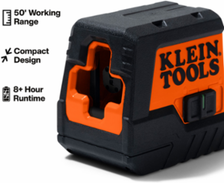Green Mini Cross-Line Laser Level, 50 Foot Range, IP54 Water/Dust Resistance