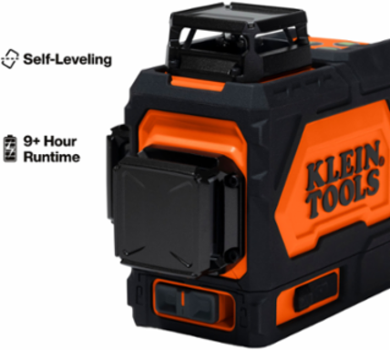 Rechargeable Green Laser Level with 3 Planar Lines, IP54 Rating, 9 hr Battery Life
