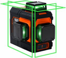 Rechargeable Green Laser Level with 3 Planar Lines, IP54 Rating, 9 hr Battery Life