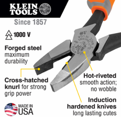 4-Piece 1000V Insulated Tool Set with Induction Hardened Steel Pliers