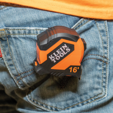 16-Foot Compact Tape Measure with 13-Foot Reach, Double-Sided Scale, Nylon Coating