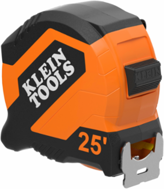 25-Foot Compact Tape Measure, 13-Foot Reach, Double-Sided Hook, Nylon Coating