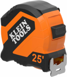 25-Foot Compact Tape Measure, 13-Foot Reach, Double-Sided Hook, Nylon Coating