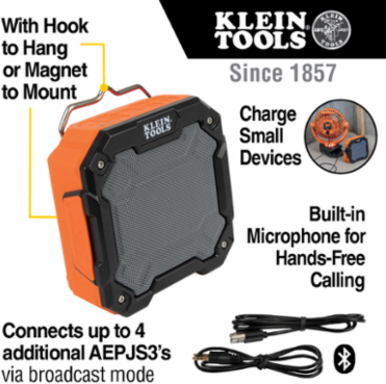 Bluetooth Jobsite Speaker with Magnet, 5.46 Inch, 20-Hour Battery Life