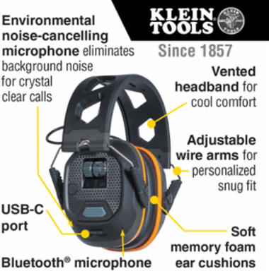Situational Awareness Bluetooth Earmuffs, 25-Hour Battery Life, Noise Reduction Rating 23