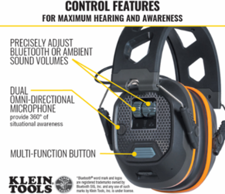 Situational Awareness Bluetooth Earmuffs, 25-Hour Battery Life, Noise Reduction Rating 23