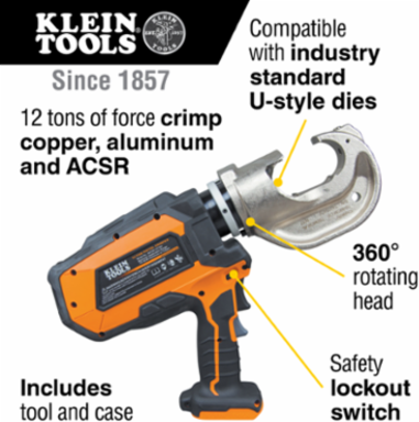Battery-Operated 12-Ton Crimper with 20V Lithium-Ion Battery, 22.63 Inch Length