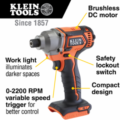 Battery-Operated Compact Impact Driver 1/4 Inch Hex Drive 210 ft-lbs Torque