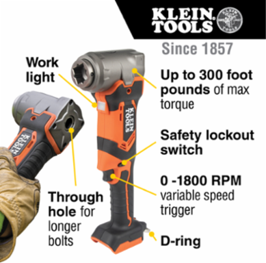 90-Degree Impact Wrench Kit, 300 ft-lb Torque, 4 Ah Batteries, 11.75 Inch Length
