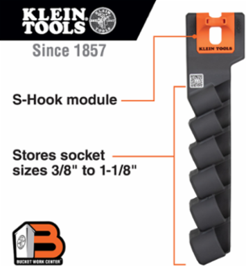 Socket Storage Module with 6 Slots for Common Impact Socket Sizes and S-Hook System