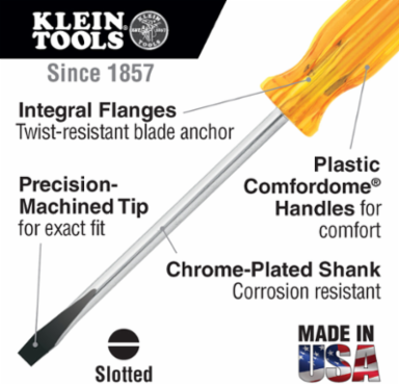 5/16 Inch Keystone Screwdriver 6 Inch Shank, Steel, Non-Insulated, 0.35 lbs